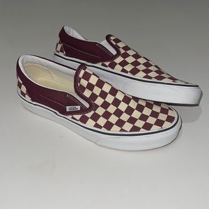 VANS eggplant checkered slip ons!